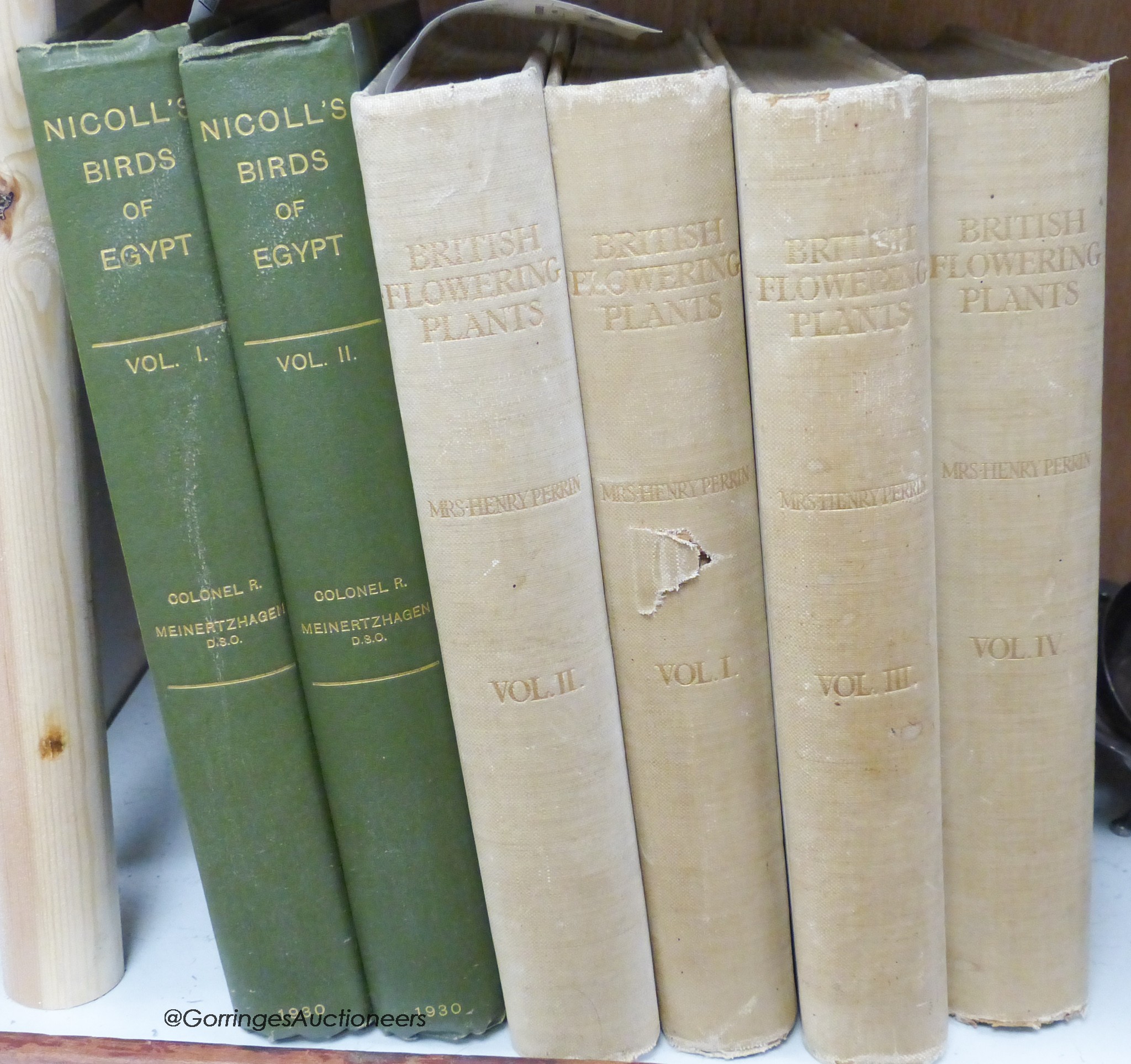 Meinertzhagen, Richard- Nicholl’s Birds of Egypt, 2 vols, folio, green cloth gilt, with 3 folding maps, and plates after G.E. Lodge, Roland Green and H. Gronvold, Hugh Rees, London, 1930